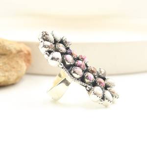 Anillo ajustable de Plata de Ley 925 hecho a mano Rosa Dalia turquesa caballo salvaje-pieza de declaración elegante para mujeres bodas fiestas - Product Image 3