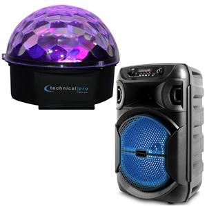 AUTHENTIC Portable 1000 Watts Festival PA <b>LED</b> <b>Speaker</b> with USB and Mic Input Subwoofer - Product Image 2