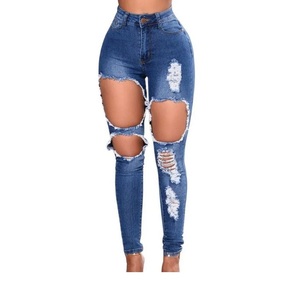 Pantalones Vaqueros de mujer de alta calidad, precio al por mayor de fábrica, pantalones holgados rasgados de cintura media de pierna ancha informales personalizados para mujer de BD - Product Image 6