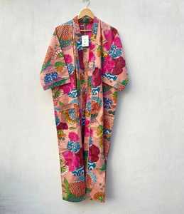 Boho Kimono Robe Organic Turkish Cotton Evil Eye Design Fruit Print - Product Image 3