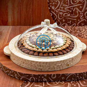 Luxury Handmade Mother of Pearl <b>Round</b> <b>Tray</b> for Chocolate Display and Serving Gift Box Organizer Made in Vietnam - Product Image 2