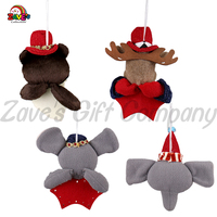 Zaves Décorations de Noël mignonnes de petite taille Ours Souris Éléphant Cerf Ornement suspendu pour l'arbre Article de Noël festif
