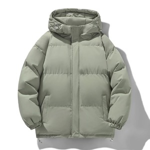 Veste d'hiver pour hommes laine épaisse rembourrée toile bouffante manteau support capuche fermeture éclair imperméable coupe-vent coupe ample Parka vêtements d'extérieur - Product Image 3