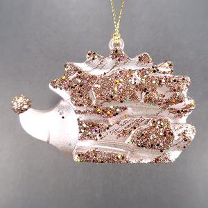 Decoración navideña de Año Nuevo, pintura de madera marrón imitada, adorno de erizo 3D Acrílico - Product Image 5