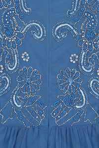 Robe de soirée brodée florale modeste pour femmes, robe décontractée à silhouette droite de grande taille pour les fêtes - Product Image 4