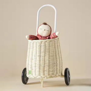 Vagón de ratán Rosa redondo de estilo bohemio superbonito para niños, carro de muñeca ecológico, OEM, Color personalizado, Vietnam - Product Image 6