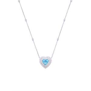 Collar Corazón Audaz con Diamante de Laboratorio Azul Intenso Fantasía de 3.23 Ct VS1 en Oro Blanco de 18K para Novia, Boda, Compromiso y Fiestas - Product Image 4