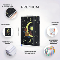 LABON Journal de gratitude en cuir végétal 120G avec autocollants et boîte cadeau pour la réflexion.