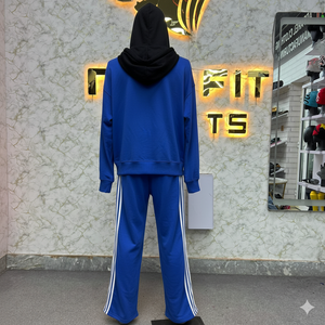 Conjunto Deportivo Personalizado Unisex con Capucha, Sudadera con Estampado, Pantalones Deportivos de Pierna Recta con Franja Lateral, Conjunto de Dos Piezas Estilo Urbano - Product Image 4