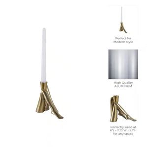 AK <b>Brass</b> Leg Shape Aluminium <b>Candle</b> <b>Holder</b> In <b>Brass</b> Finished Unique Stand For Hotel Decor / Restaurant Decor - Product Image 6
