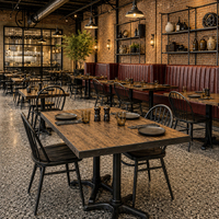 Bancs rembourrés à dossier haut Ron Group, table rectangulaire en bois, chaise en métal, mobilier commercial personnalisé pour restaurant