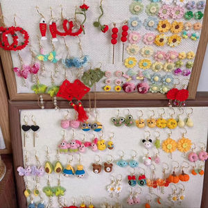Boucles d'oreilles pendantes au <span class=keywords><strong>crochet</strong></span> <span class=keywords><strong>pas</strong></span> chères, micro-haak, bijoux au <span class=keywords><strong>crochet</strong></span>, petits bijoux Kawaii, décorations d'oreilles, tricotées à la main, mini-bijoux au <span class=keywords><strong>crochet</strong></span>, cadeau - Product Image 3