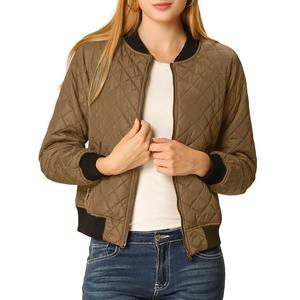 Women's Breathable Printed <b>Short</b> Quilted <b>Jacket</b> Autumn Winter Crew Neck <b>Short</b> <b>Sleeve</b> Outerwear Raw Canvas - Product Image 1