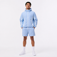 Ensemble court pour homme, coupe-vent à capuche avec passepoil contrastant, short assorti, style rétro sport streetwear, OEM/ODM personnalisé