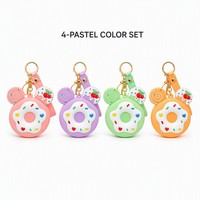 Porte-clés en silicone en forme de donut, mignon, avec chaîne, pendentif en caoutchouc souple, cadeau de Noël, vente en gros, OEM, ODM, direct