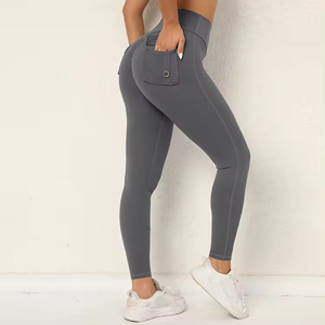 OEM 2024 Womens Custom Back Pocket Breathable High Waist High Quality Gym <b>Leggings</b>,women <b>Scrunch</b> <b>Butt</b> Yoga <b>Leggings</b> with Pockets - Product Image 3