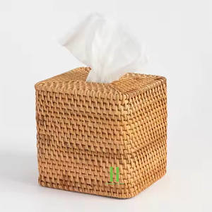 Boîte à mouchoirs carrée en bambou tressé à la main, écologique, de haute qualité, style bohème, design personnalisé, décoration flexible, Vietnam - Product Image 6