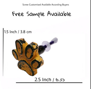 ลูกบิดสำหรับสัตว์เลี้ยงพิมพ์ลายอุ้งเท้าสัตว์ทำจากเหล็กหล่อสีส้มแบบชนบทลูกบิดลิ้นชักสำหรับสุนัขและแมวแบบดึงและมือจับสำหรับห้องครัวและตู้เสื้อผ้า - Product Image 3