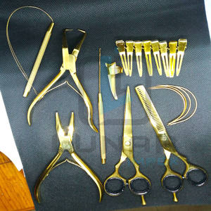 Kit de herramientas de extensión de cabello personalizado negro con color de plasma dorado haga su propia marca Alicates de acero etiquetado de logotipo incluido - Product Image 6