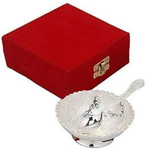 Fancy Silver Bowl with Spoon New Design <b>Decoration</b> Wholesale Luxury Best Quality Serving Bowls - Product Image 2