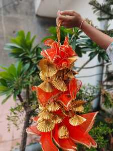 สายอินเดียที่มีสีสันสุทธิหรือ Gota พวงแขวนสำหรับฉากหลังตกแต่งผนังและวัดสำหรับตกแต่ง haldi mestangeet - Product Image 3