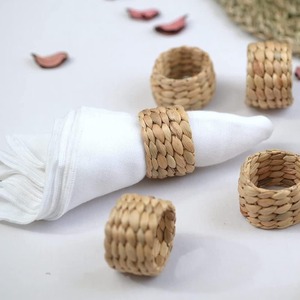 Porte-serviettes en jacinthe d'eau pour la décoration de table à manger, un bon choix, anneaux naturels pour serviettes - Product Image 1