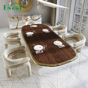 Mesa de Comedor <span class=keywords><strong>Stonehenge</strong></span> de Diseño Moderno y Lujoso, Mueble de Arte Coleccionable Clásico Dorado Metálico para Villa u Hotel - Product Image 2