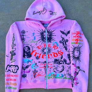 100% coton 450_500_Gsm sweat-shirt à épaules tombantes avec fermeture éclair 3D brodé 'DT' tricoté sweat à capuche anti-rides hiver - Product Image 1