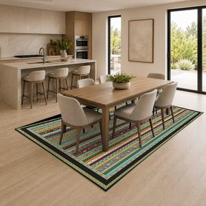 Tapis de salon en chenille antidérapant, imprimé numérique, style ethnique Kilim, beige et marron, lavable en machine, vente en gros - RUGS DEPOT LXDP-0459 - Product Image 4