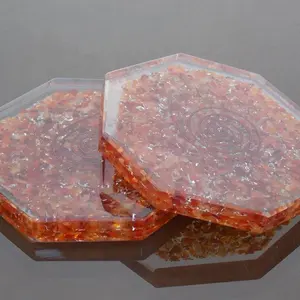 En iyi fiyat orgonit kırmızı Carnelian taş Orgone Coaster altıgen Vastu tabaklar | Toptan kırmızı Carnelian Vastu tabaklar
