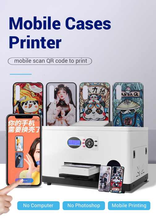 easy set up QR code scannable UV printer for phone covers customization