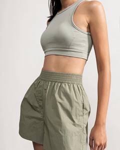 Shorts de sport décontractés pour femmes, taille mi-haute, respirants, séchage rapide, en nylon, coupe ample, fermeture à cordon, taille personnalisée, été, uni, décoloré - Product Image 3