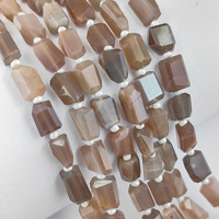 Perles de pierre de lune chocolat 10-12 mm, perles en forme de pépites facettées, brin de perles fait à la main, fabrication de bijoux en vrac, 18-20 perles sur un brin de 8 pouces