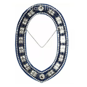 Maçonnique Regalia DELUXE PAST MASTER Argent Métal Chaîne Collier BLEU Velours Support Haute Qualité Tissu Personnalisé Chaîne Collier - Product Image 6