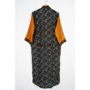 Robe en soie décontractée ethnique vintage pour femme, kimono en patchwork recyclé, sari indien, vêtement de nuit, robe de plage, robe de maison, printemps automne - Product Image 5