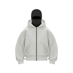 เสื้อฮู้ดดี้บัลลาคลาวาแบบซิปสำหรับผู้ชาย ดีไซน์ล่าสุดปี 2026 ผ้าฝ้าย 100% หนัก 450gsm ผ้าฟลีซสโตนวอช ปักลาย OEM - Product Image 1