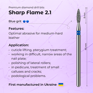 Professional Diamond <b>Nail</b> Drill Bit Sharp Flame 2.1mm Blue Grit for Cuticle Manicure (Premium) - Product Image 3