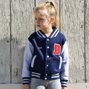 2024 Hot Selling Kids Varsity Jacket Embroidery Wool Leather Sleeves Varsity Letterman Jacket <b>Duffle</b> <b>Coat</b> Bomber Jacket - Product Image 3
