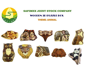 Boîte à bijoux en bois artisanale avec intarsia, boîte secrète 3D pour cadeau de Noël, fabriquée en usine au Vietnam. - Product Image 2