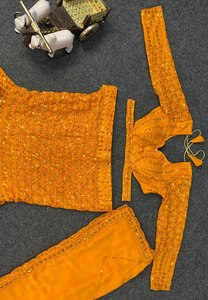 Beautiful Wedding Wear Lehenga Choli with Faux Fur 4 Meter <b>Flared</b> Embroidery <b>Sequins</b> Work - Product Image 6