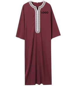 Thobe marocain premium teint moutarde personnalisé brodé pour hommes vêtements islamiques arabe jubbah Pakistan jalabiya thobe pour hommes - Product Image 2