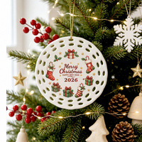 Ornement de Noël en céramique personnalisé imprimé sur mesure, décoration suspendue pour souvenir de vacances, cadeau familial