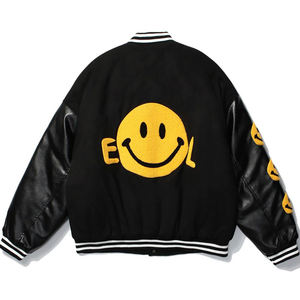 เสื้อแจ็กเก็ตทีมฮิปฮอปชายคอตั้งโลโก้ด้านหน้ามีฮู้ดเสื้อเบสบอลลำลองแนวสตรีทแวร์ขนยาวสำหรับฤดูหนาว - Product Image 2