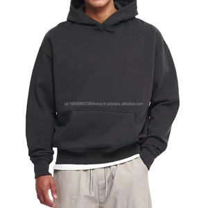 Sweat-shirts à capuche en coton lourd de haute qualité sans cordon, personnalisés, unis, noirs, coupés et cousus, 2026 - Product Image 1