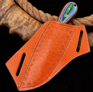 มีดโบวี่สำหรับล่าสัตว์ ดามัสกัส งานแฮนด์เมด ใบมีดคงที่ ปลายแหลม ดีไซน์อุตสาหกรรม รุ่น Bull Cutter รับผลิตตามสั่ง (OEM) สีตามสั่ง พร้อมสายคาด - Product Image 6