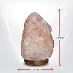 Lámpara de sal de roca del Himalaya Rosa Natural 100% tallada a mano con purificador de aire de Base de madera para decoración del hogar - Product Image 1