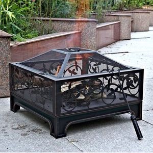 Foyer en fonte de style ferme rustique traditionnel patio extérieur jardin arrière-cour rassemblements chauffage et divertissement confortables - Product Image 2