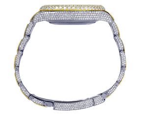 Reloj de acero inoxidable automático de cuarzo dorado para hombre, moissanita de calidad VVS1 con estilo Hip Hop, esfera de cristal, ventana, joyería de moda - Product Image 4