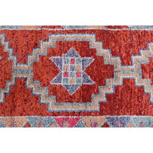 Alfombra Turca Vintage Herki Runner de 2.6x11.4 pies, Alfombra Roja con Puntos de Polka, Lana - Product Image 5