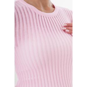 Combinaison en tricot rose transparente à col rond pour femme - Product Image 1